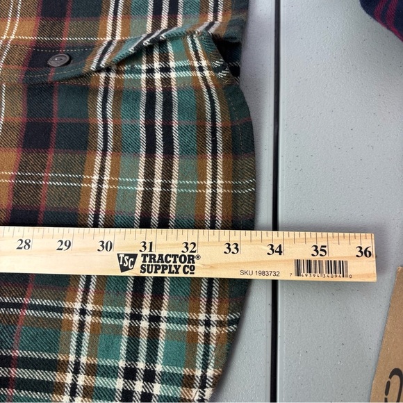 RedHead Men's Flannel Heavyweight Plaid Large Tall LT Brown Green Button Shirt - Picture 7 of 7